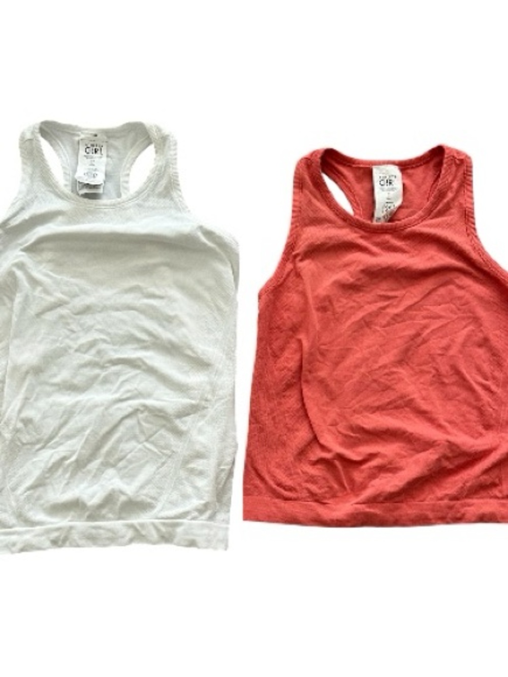 Athleta Girl Racerback Tank Bundle, Girls Size 7 — White & Coral